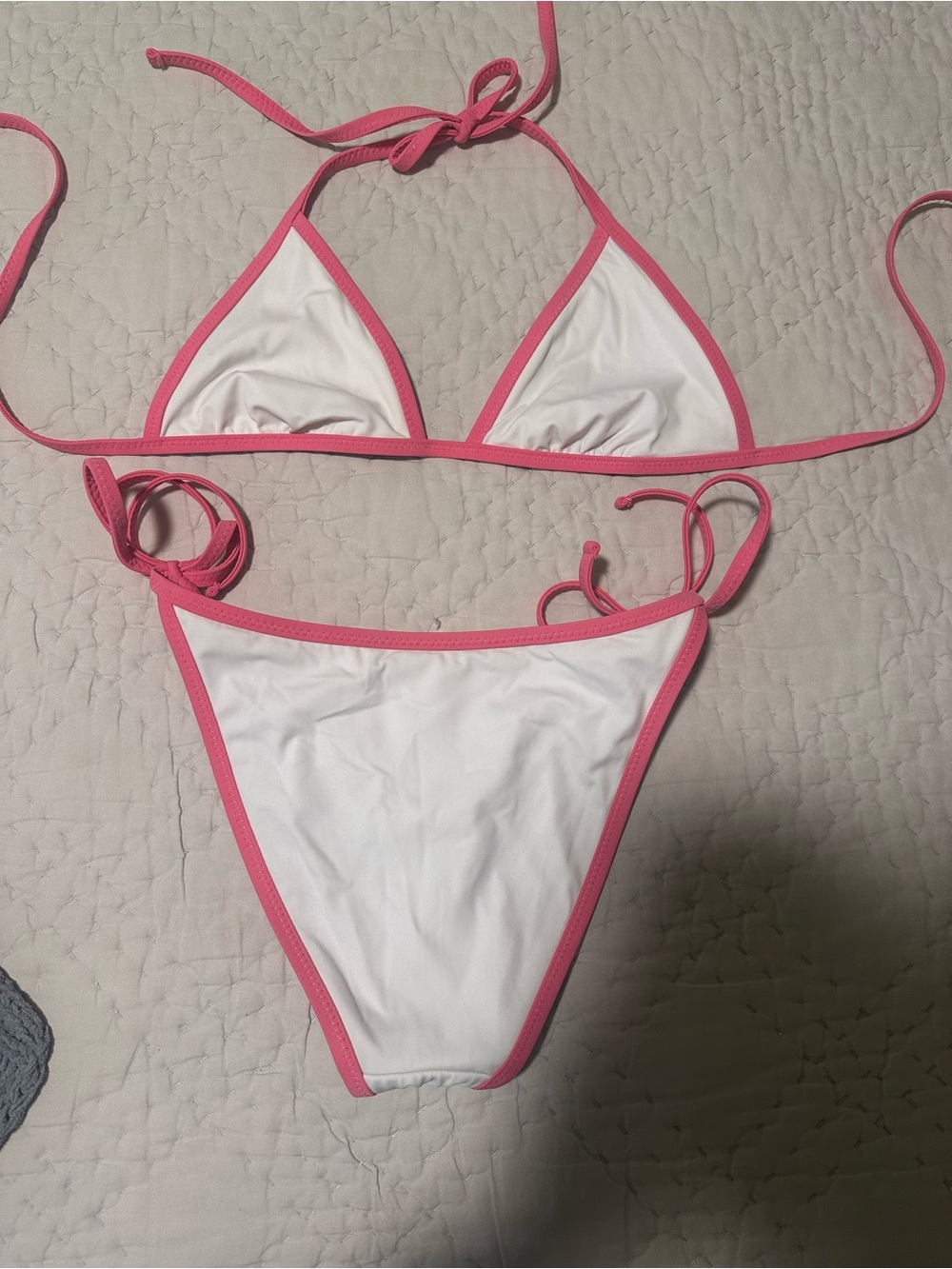 wild fable White Triangle Bikini with Pink Trim